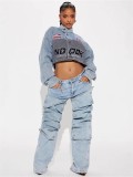 Removable Button High Waist Straight Jeans WXHY-XHY4003