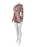 Leopard Print Zipper Slim One Piece Outfits CH-25013