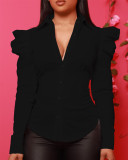 Long Sleeve Solid Color Shirt GSZE-ST24157