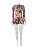Leopard Print Zipper Slim One Piece Outfits CH-25013