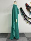 Plus Size Solid Color Cloak Wide Leg Jumpsuit NY-10985