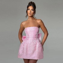 Sexy Print Bow Tie Tube Top Dress GPBY-17182