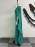 Plus Size Solid Color Cloak Wide Leg Jumpsuit NY-10985