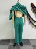 Plus Size Solid Color Cloak Wide Leg Jumpsuit NY-10985