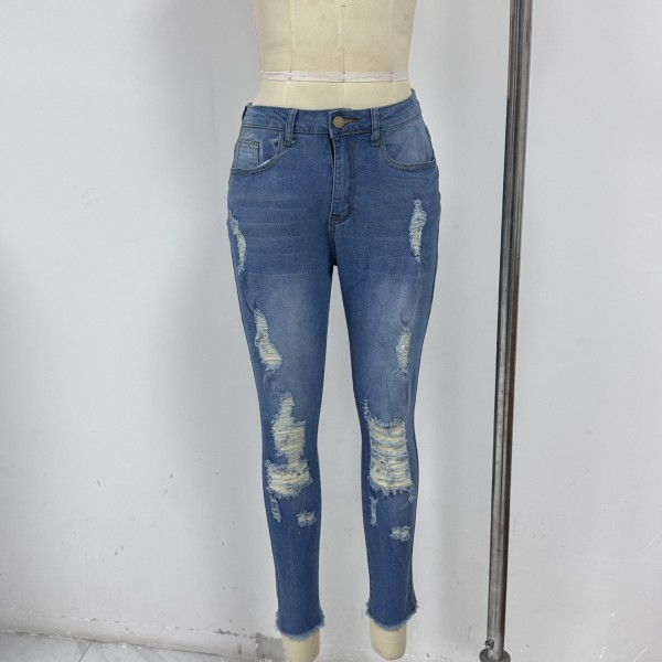 High Waist Holes Jeans XCFF-3110