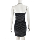 Backless Deep V Neck Halterneck Mini Dress GFRT-11029DHL