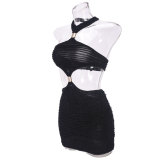 Backless Halterneck Mini Dress GFRT-041561DBG