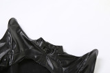 PU Leather Hollow Out Crop Tops GZJQ-K23C38415