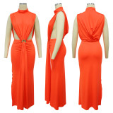 Solid Color Sleeveless Split Maxi Dress YF-10772