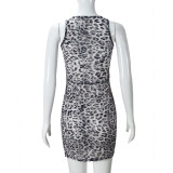 Lace Leopard Print Mini Dress GFRT-041653DBG