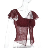 Sexy Split Slim Fly Sleeve T-Shirt FL-YL24608DGO