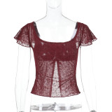 Sexy Split Slim Fly Sleeve T-Shirt FL-YL24608DGO