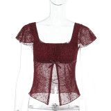Sexy Split Slim Fly Sleeve T-Shirt FL-YL24608DGO