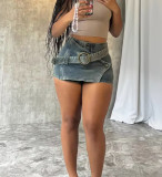 Vintage Irregular Washed Denim Half Culottes LSD-2371