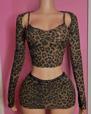 Pre Order: About 7 work days shipping Sexy Leopard Printed Top Half Skirt Suit YUEM-2025601