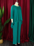 Plus Size Solid Color Irregular Topa And Pants Suit GCZF-8625
