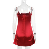 Sexy Slim Satin Halter Mini Dress FL-JY24634PFO