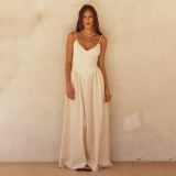 Deep V Neck Backless Maxi Dress FL-YJ24667PFO