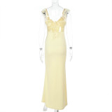 Sexy Ruffle Lace-Up Slim Maxi Dress FL-YJ24657P