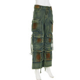 Vintage Colorful Multi-Pocket Loose Jeans GMWF-AL6999