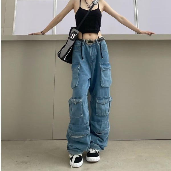 Patchwork Multi-pocket Work Jeans GMWF-6930