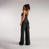 Fashion Loose Straight Denim Overalls Jumpsuit GMWF-S69852