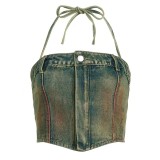 Cowboy Suspender Half Skirt Two Piece Set GMWF-8622