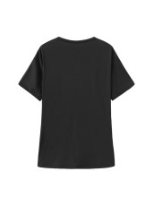Letter Print Short Sleeve Casual T Shirt GYIQ-ZB113874C