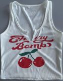 Letter Printed U-Neck Tank Top HMYI-05019