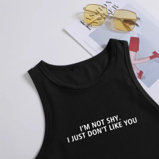 Letter Print Sleeveless Tank Tops GYIQ-ZB114416A