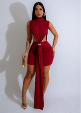 Solid Color Split Sleeveless Mini Dress GCNF-0231
