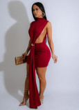 Solid Color Split Sleeveless Mini Dress GCNF-0231