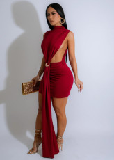 Solid Color Split Sleeveless Mini Dress GCNF-0231