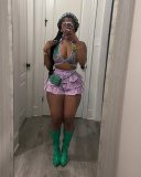 Sexy Print Ruffles Sleeveless Two Piece Short Set MEM-88632