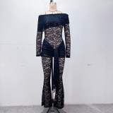 Lace Long Sleeve See Through Jumpsuit GPBY-17173