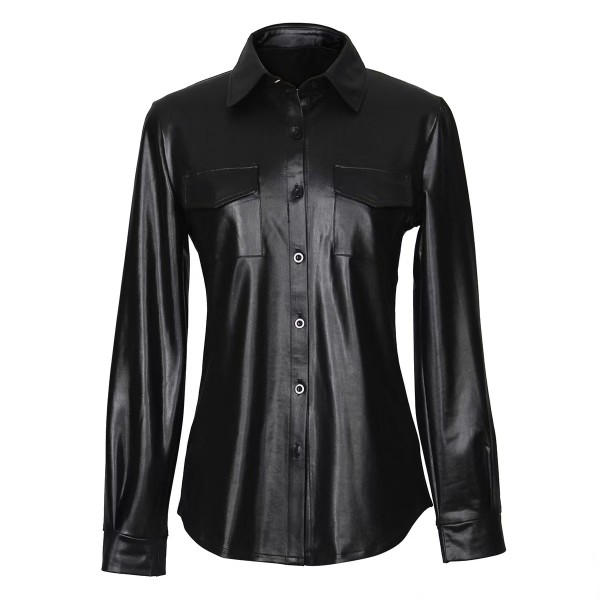 PU Leather Long Sleeve Shirt Jacket Coat GPBY-811
