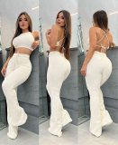 Solid Color Halterneck Top And Pants 2 Piece Set GBGF-5061