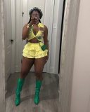 Sexy Print Ruffles Sleeveless Two Piece Short Set MEM-88632