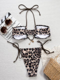 Laopard Print Tie Up Bikinis Swimsuit 2 Piece Set CSYZ-TM20HY