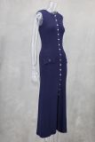 Sleeveless Knits Slim Long Dress GLYK-LX076