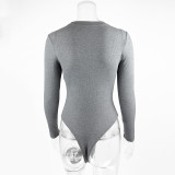 Solid Color O Neck Long Sleeve Bodysuit GZJF-ZJ2226