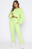 Plus Size Solid Color Padded Long Sleeve Casual Pants Set SSNF-211022