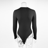 Solid Color O Neck Long Sleeve Bodysuit GZJF-ZJ2226