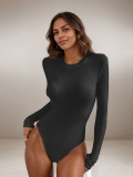 Solid Color O Neck Long Sleeve Bodysuit GZJF-ZJ2226