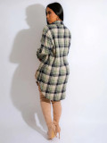 Plaid Print Long Sleeve Casual Shirt Dress BS-1388
