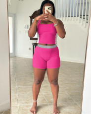 Sleeveless Patchwork Two Piece Shorts Set YD-8823