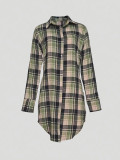 Plaid Print Long Sleeve Casual Shirt Dress BS-1388