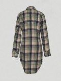Plaid Print Long Sleeve Casual Shirt Dress BS-1388