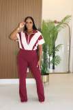 Contrast Color Patchwork Sport Two Piece Pants Set CM-8736