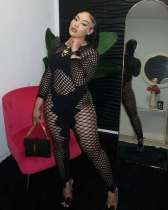 Pre Order: About 7 work days shipping Long Sleeve Fishing Net Torn Jumpsuit YUEM-Y2025225